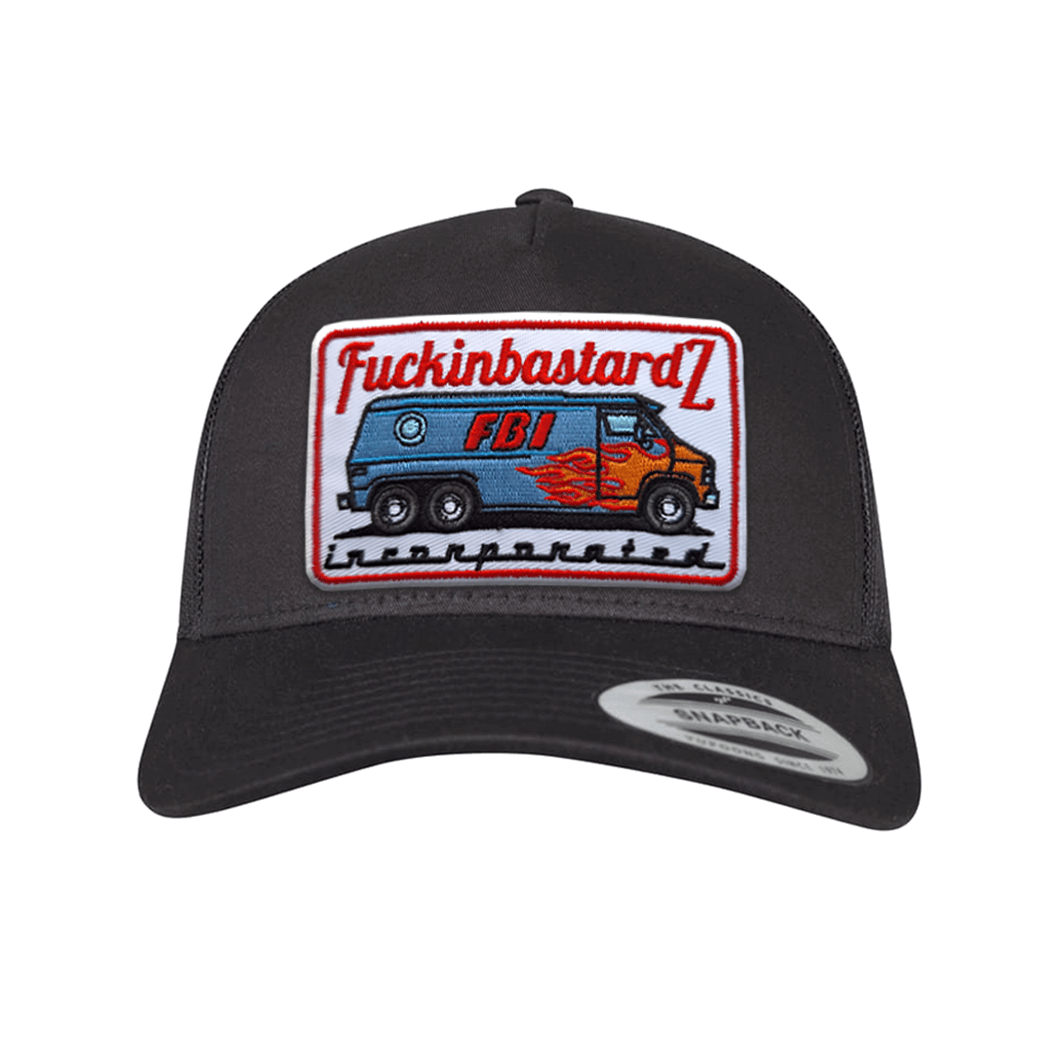 Bastardz on Wheels trucker cap featuring embroidered patch and truck design, stylish snapback hat for casual wear.