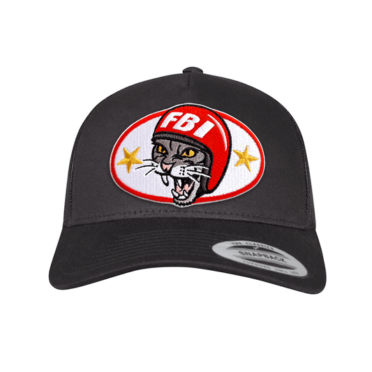Trucker cap with Hell Cat embroidered patch