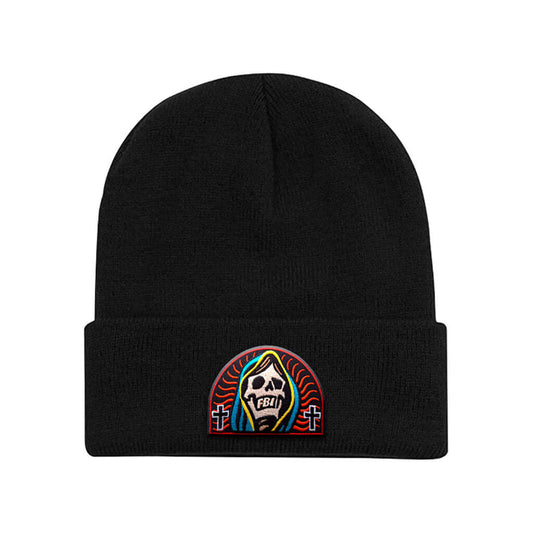 Santa Muerte beanie with embroidered patch
